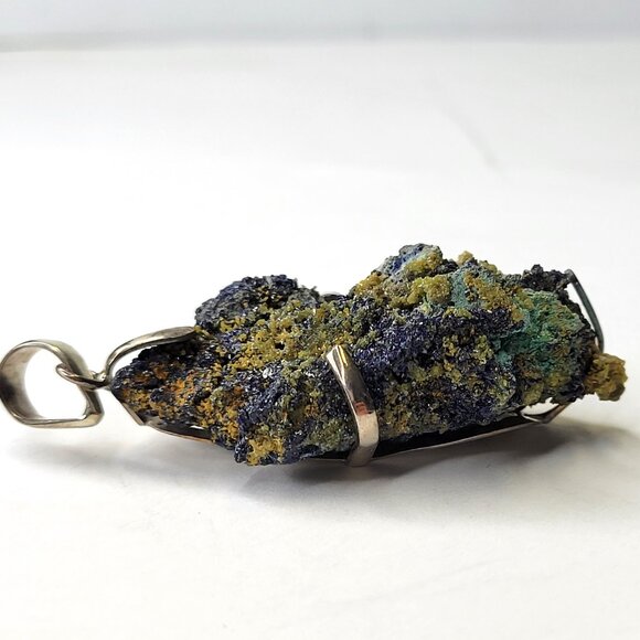 Azurite Malachite Pendant Statement Blue Rocks Pendant - Picture 12 of 16